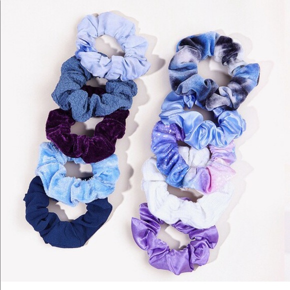 10PC Scrunchie Box Gift Variety Set | Blue & Purple Tie Dye - Picture 2 of 2